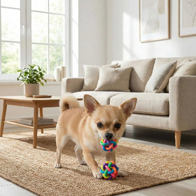 Balle pour chien UltraRebond deux cloches brun salon chien