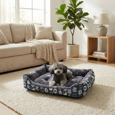 Coussin déhoussable pour chien CushionCover bleu, noir, chien
