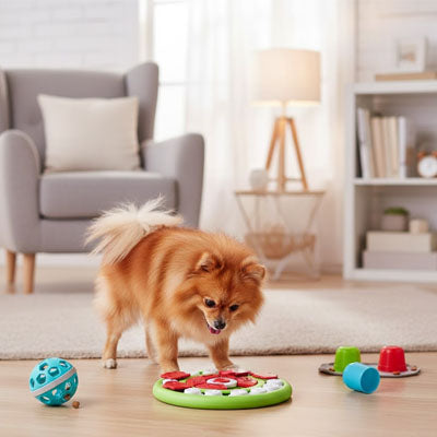 Jouet pour chien RobusInteractif vert brun découvrir chien