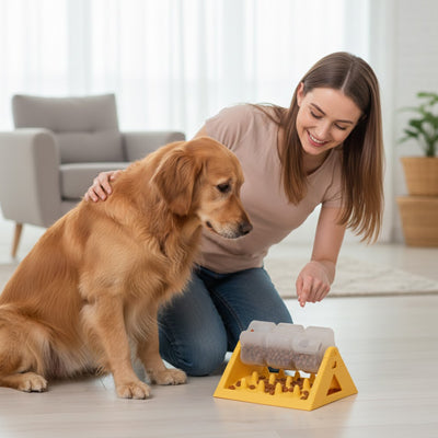 Jouet pour chien RobustInteractive jaune assis chien