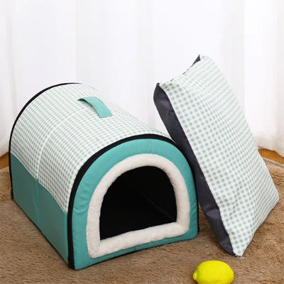 Niche pour chien intérieur Binou vert oreiller dormir chien