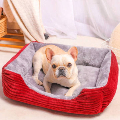 Panier pour chien CozyWashable rouge blanc coucher chien