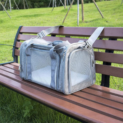 Sac de transport pour chien BackPack gris table, chien