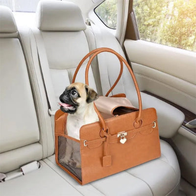 Chien sac de transport petscar brun, blanc chien