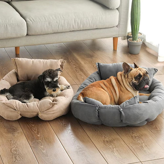 coussin-chien-canshion-allonger-brun-gris-chien