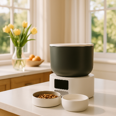 Distributeur automatique croquettes peder deux blanc