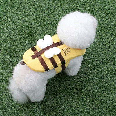 Gilet de sauvetage chien buzzsafe jaune abeille blanc chien