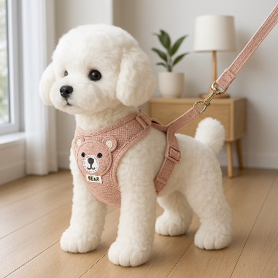 Harnais chien CaniHam blanc debout rose chien