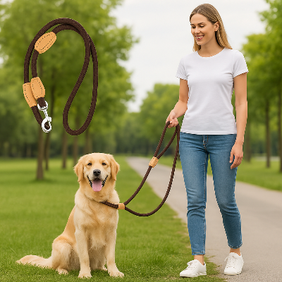 Laisse chien dogchai brun assis chien