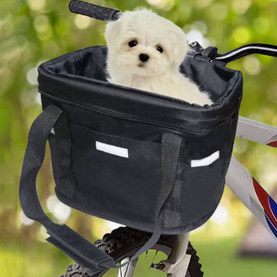 Panier vélo chien bikbas noir, blanc dedans chien