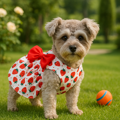 VĂȘtement pour chien dogthes brun, rouge fraise chien