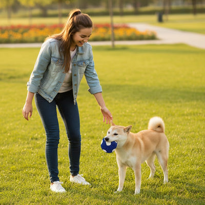 Balle chien IndestructibleUltra bleu arrêtée, brun chien