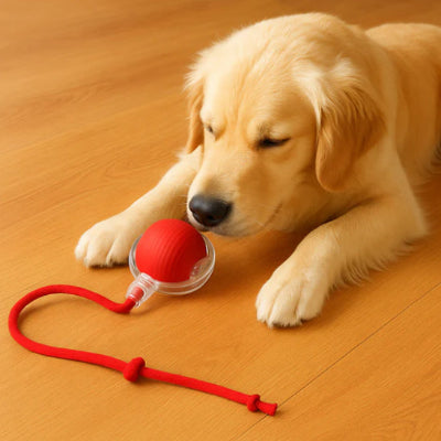 Balle pour chien LongLasting rouge, coucher brun chien