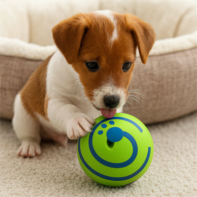 Balle pour chien SuperDurable vert brun blanc chien