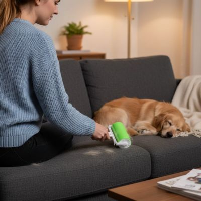 Brosse anti poil BrushEfficace vert sofa chien