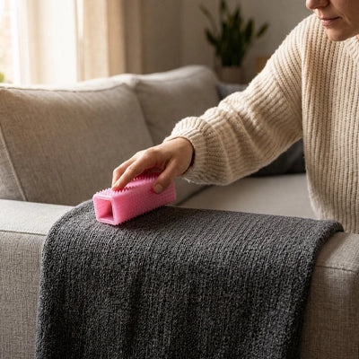 Brosse anti poil BrushReusable rose femme sofa chien