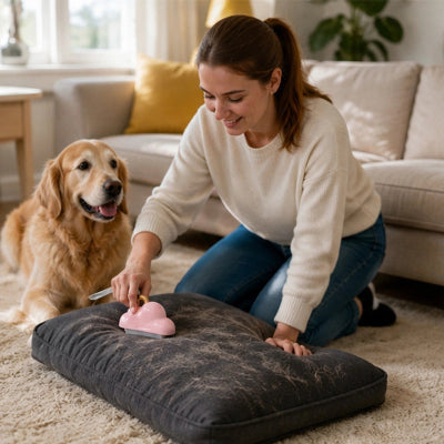 Brosse anti poil CanBeReusable rose femme lit chien