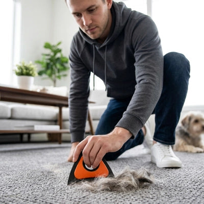 Brosse anti poil EffectiveRemoval orange homme chien