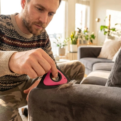Brosse anti poil EffectiveRemoval rose homme chien
