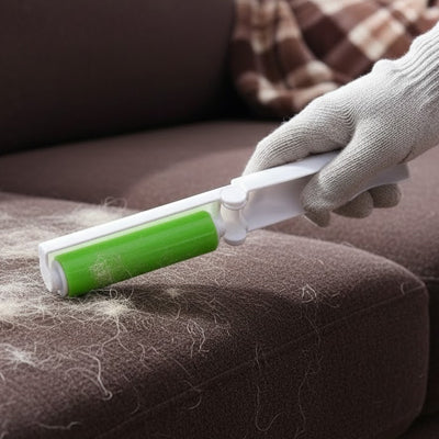Brosse anti poil ThisBrushPet vert sofa chien