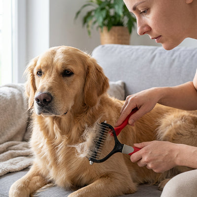 Brosse chien AgainstAntiKnots rouge coucher chien