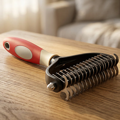 Brosse chien AgainstAntiKnots rouge table chien