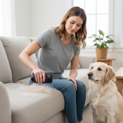 Brosse chien AntiNoeudsDemelante noir assis chien