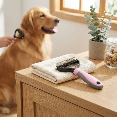 Brosse chien Brush rose brun chien