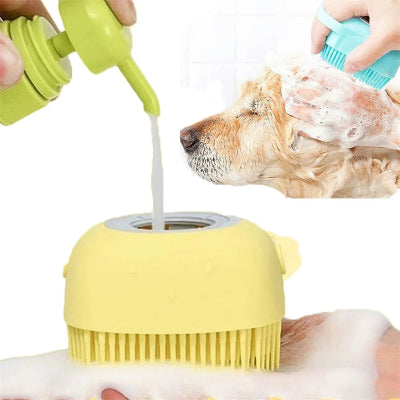 Brosse chien CleanToutou jaune lavabo brun chien