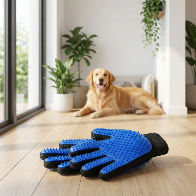 Brosse chien Dog gants bleu chien
