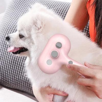 Brosse pour chien AntiMuePremium rose blanc assis chien