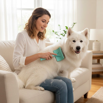 Brosse pour chien DemelDouceur vert blanc chien