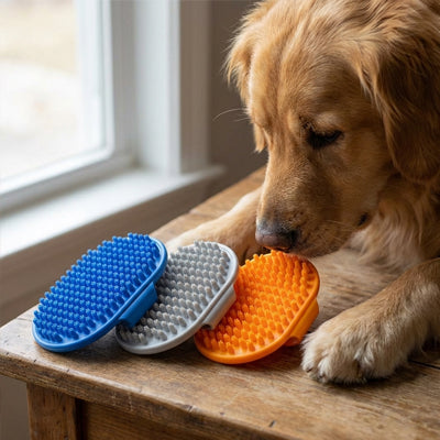 Brosse pour chien FromMelPoils bleu gris orange chien