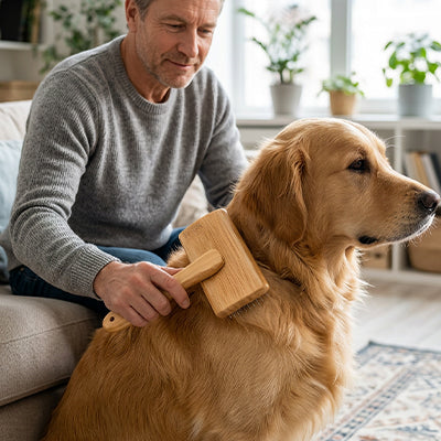 Brosse pour chien GentleAntiKnots bois assis brun chien