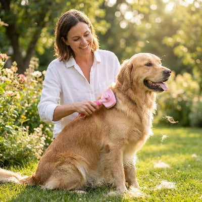 Brosse pour chien ProfessionalGroom rose assis brun femme chien