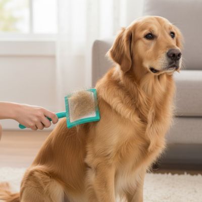 Brosse pour chien ProfessionalGroom vert brun assis chien