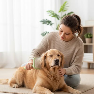 Brosse pour chien ShineAndDetangling vert homme brun chien