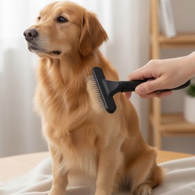 Brosse pour chien SmoothCoat noir rose brun assis chien