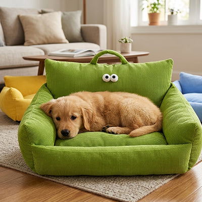 Canapé chien MemoryFoamComfort vert couche brun chien