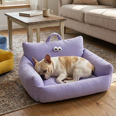 Canapé chien MemoryFoamComfort violet couche brun blanc chien
