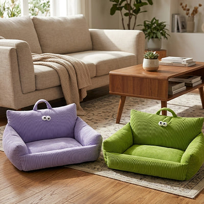 Canapé chien MemoryFoamComfort violet vert chien