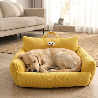 Canapé chien TheErgonomicPerfect jaune brun couche chien