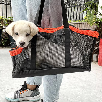 Chien sac de transport DogRier rouge blanc chien