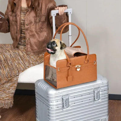Chien sac de transport PetsCar blanc brun chien