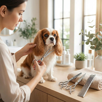 Ciseaux de toilettage pour chien Scissors brun coupe corps chien