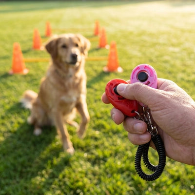 Clicker chien ProfessionalDog rouge assis chien