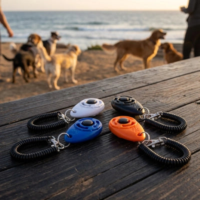 Clicker chien TheDogTraining blanc bleu rouge noir chien