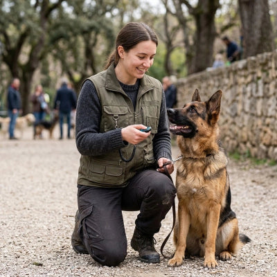 Clicker chien TheProfesTraining noir assis brun noir chien