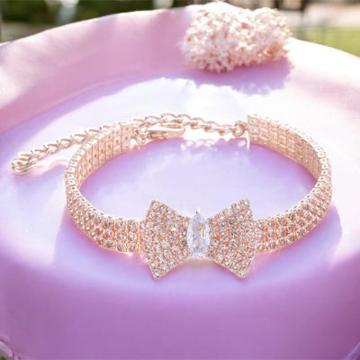 Collier chien ChoCanineCollar or rose table chien