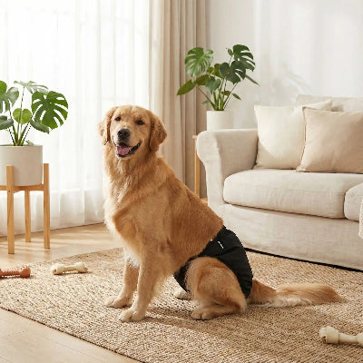 Couche pour chien DogMattress noir brun assis chien